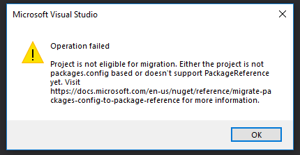 Package reference migration error