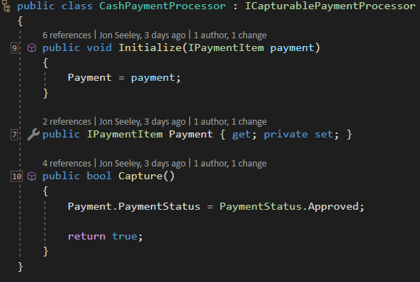 interface segregation principle - example of new CashPaymentProcessor implementation