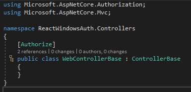 WebControllerBase basic implementation with [Authorize] attribute